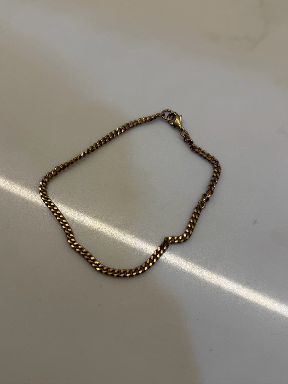 Gold Tone Curb Chain Bracelet